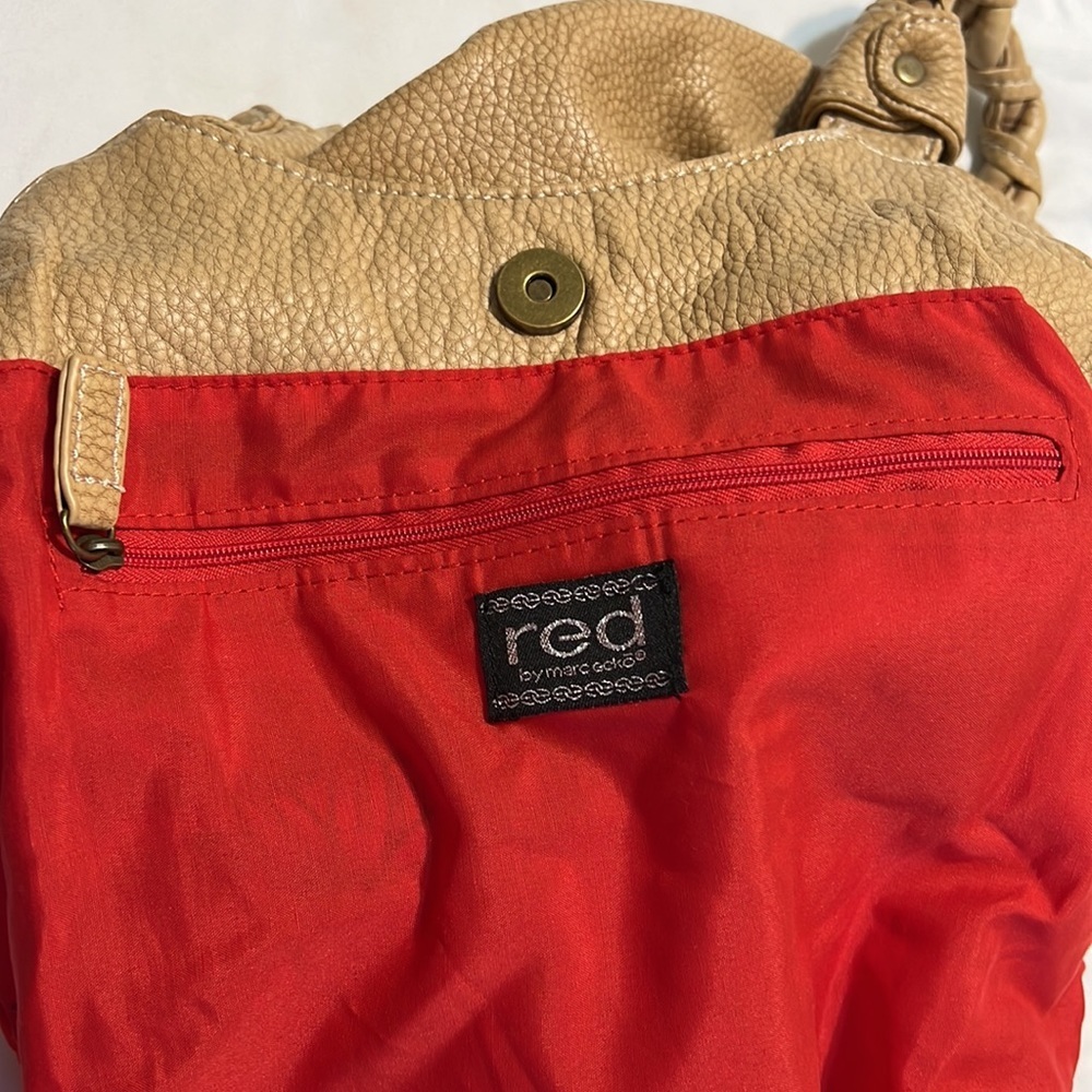 Vintage Y2K Red by Marc Ecko Tan Shoulder Bag Handbag Purse Faux Leather - Picture 7 of 9